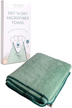 Two Tails Quick-Dry, Gromming Microfiber Dog Bath Towel by TwoTailsPetCompany