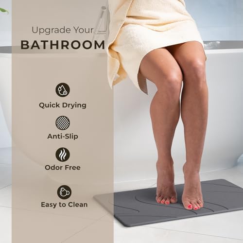 TOSORO - Stone Bath Mat Diatomaceous Earth Shower Mat Non-Slip Super Absorbent - Image 2