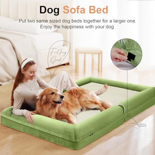 NANUYA Orthopedic Dog Bed for Large Dogs, 36 x 27 Inch, Grass Green - Image 3