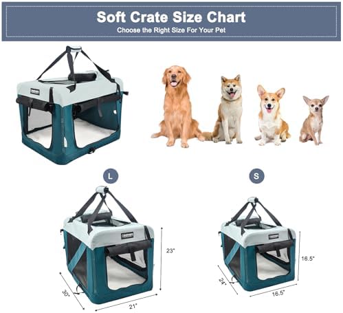 JESPET 3 Door Soft Dog Crates Kennel, Collapsible Travel Pet Carrier - Image 3