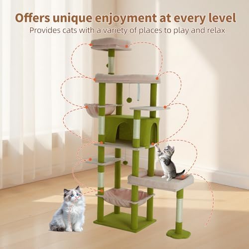 77.5 Inch Cat Tree with Bed, Observation Deck, Plush Platform & Toy Ball - Image 5