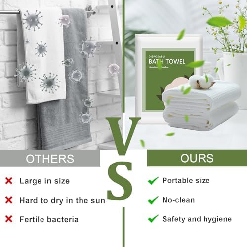 Disposable Bath Towels, 5 Pack 55" x 27.5" Ultra Soft, Quick Dry Disposable - Image 6