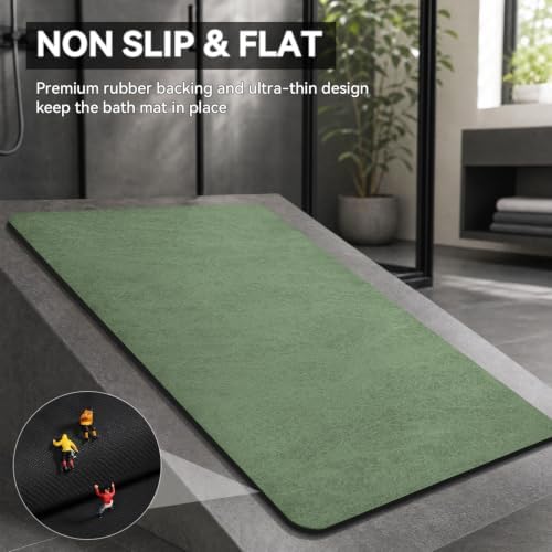 MontVoo -Bath Mat Rug-Rubber Backing Non Slip Quick Dry Absorbent Thin Bathroom - Image 4