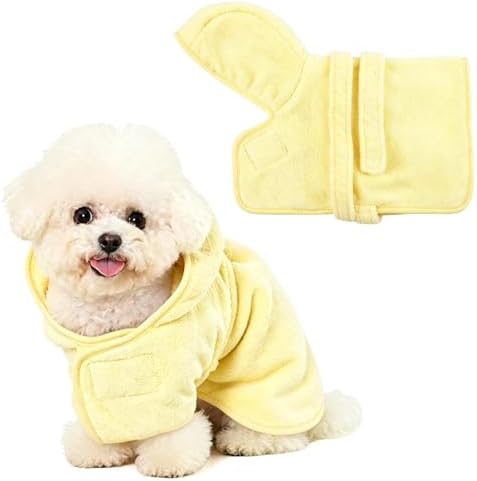 Dog Bathrobe Towel with Hood Super Absorbent Pet Bath Robe by PetClothes