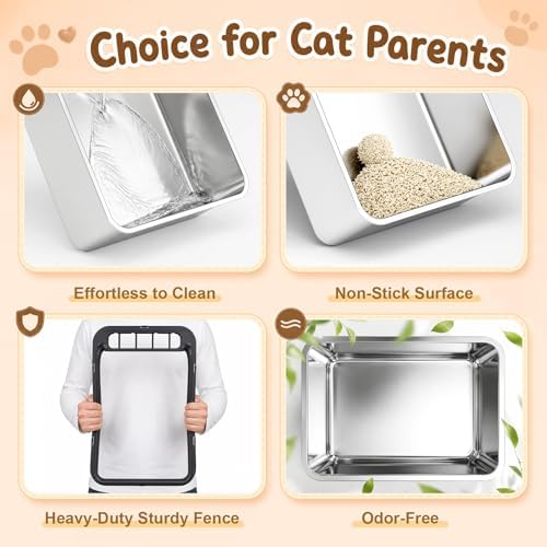 Jotesnew Large Stainless Steel Cat Litter Box - Image 5