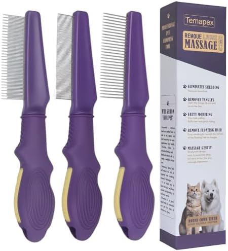 Temapex 3PCS Pet Comb for Grooming Long & Short Haired Cats & Dogs by Temapex