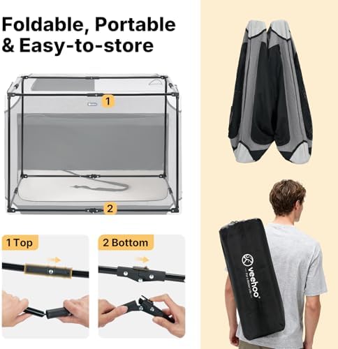 Veehoo 42" Collapsible Dog Travel Crates Portable Dog Kennel - Image 5