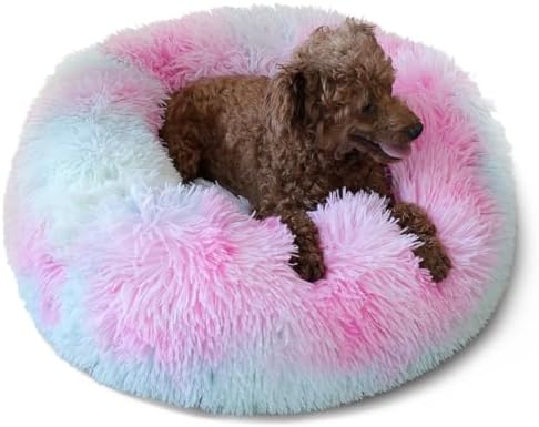 nononfish Calming Donut Beds for Small Dog Washable, 19 Inch Fluffy Round for by nononfish