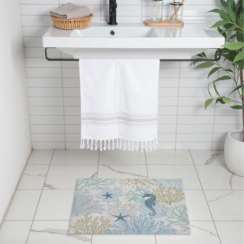 Giwawa Summer Coral Bath Rug Coastal Starfish Bathtub Mat Extra Soft Washable - Image 2