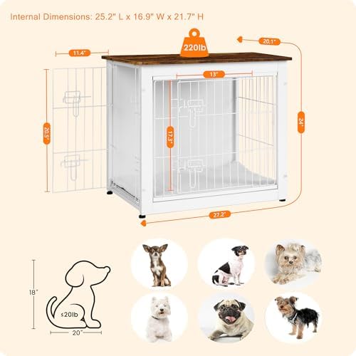 DWANTON 27" Dog Crate Furniture, Dog Kennel Indoor, - Image 3