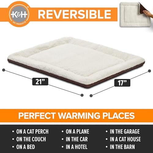 K&H Self-Warming Cat Bed Pad, Self Heating Pad, Small 21 X 17 Oatmeal/Choco - Image 2