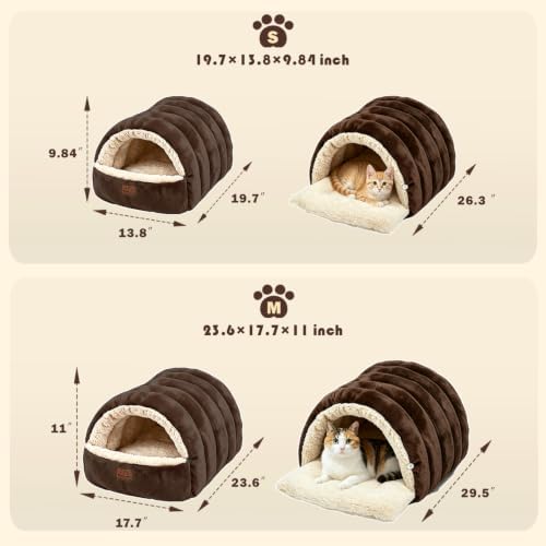 Covered Cat Bed Cave for Indoor Cats, 2-in-1 Enclosed Pet Bed for Kittens - Image 4