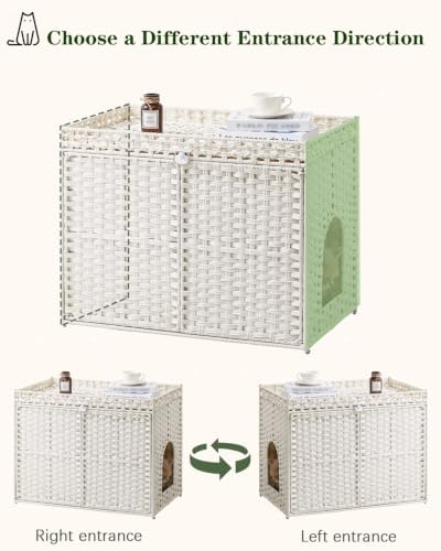 SETVSON Cat Litter Box Enclosure Furniture, Handwoven PE Rattan - Image 6