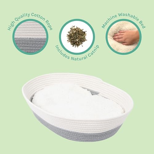 Kitty City Woven Cat Bed with Removable Washable Cushion, Cozy Braided Rope - Image 5