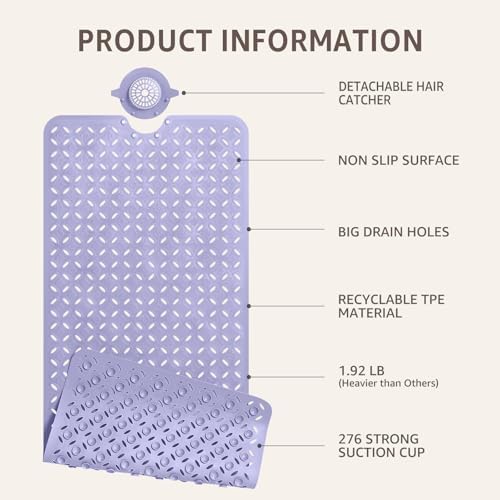 OTHWAY Bath Mat for Tub Non Slip: 39" X 17" Long Bathtub Mat - Image 2