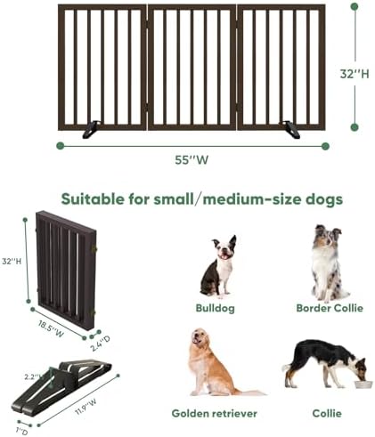 Dog Gates for Doorways, Tall Dog Gate Indoor, Foldable Pet Gates for Doorways - Image 2