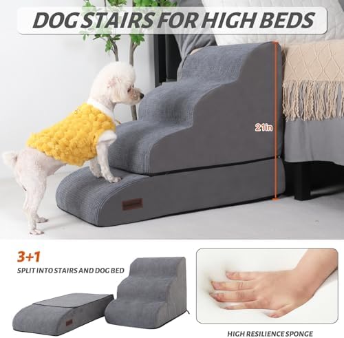 4-Step Dog Stairs and Ramp for Beds or Couch, Pet Steps for Dogs and Cats - Image 5