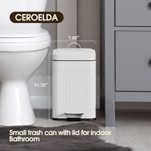 CEROELDA Small Trash Can with Lid-1.3 Gal, Dog Poop Trash Can Outside-White - Image 2