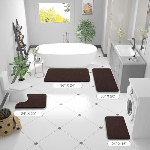 OLANLY Bathroom Runner Rugs 44x24, Extra Soft Absorbent Chenille Bath Rugs - Image 2