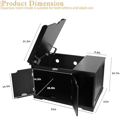 PUPETPO Cat Litter Box Furniture, Hidden Litter Box - Image 5