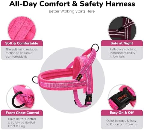 Didog No Pull Dog Harness for Medium Dogs, Soft Flannel Padded, Hot Pink - Image 5
