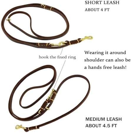 Multi Function 8ft Genuine Leather Hands Free Dog Training Leash - Image 4