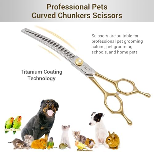 Dog Grooming Scissors, 7.0'' Pet Curved Chunkers Shears - Image 4
