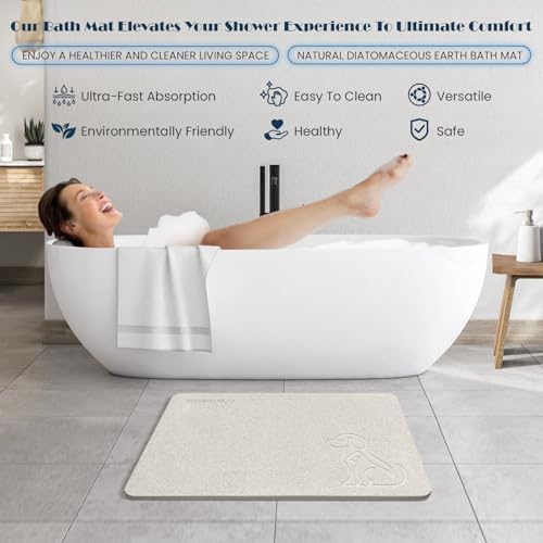 Stone Bath Mat Quick Drying Absorbent Shower Mat Diatomaceous Earth Pad - Image 4