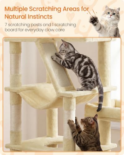 Feandrea Large Cat Tree, 74.1" Tall Sturdy Cat Tower - Image 4