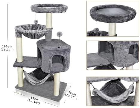 YUNIQUE Cat Tree with Cat Condo and Big Hammock - Image 3