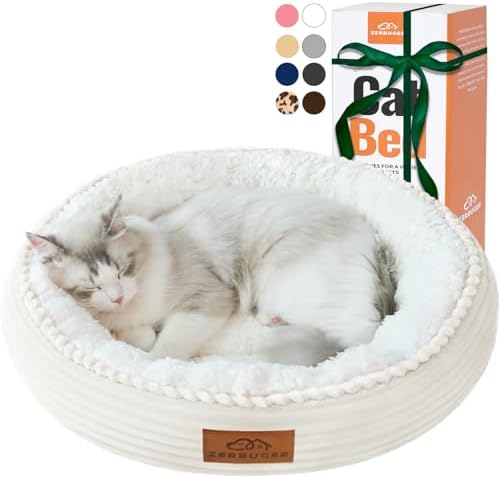 Zerbuger 20in Cream Round Dog Bed Sofa by Zerbuger