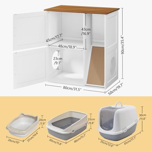 MAHANCRIS Litter Box Enclosure for 2 Cats, Hidden Litter Box Furniture - Image 3