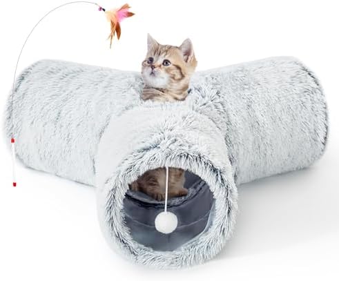 Tempcore Plush Cat Tunnel, 3-Way Collapsible Toy by Tempcore