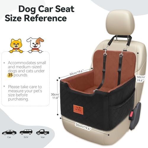 GL GLENSLAVE Dog Car Seat for Small/Medium Dogs Under 35lbs, Memory Foam Dog - Image 2