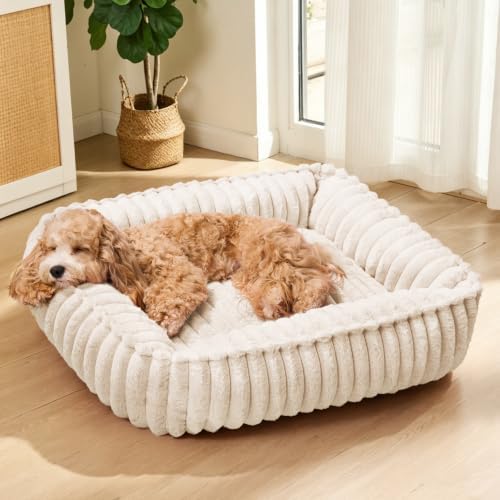 Orthopedic Large Dog Bed Calming Pet Sofa Bed 36''x28'' Ivory by Unknown