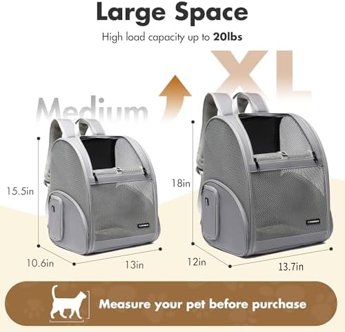 Pet Backpack Carrier ，Large Cat Carrier Backpack Up to 20 Lbs - Image 2