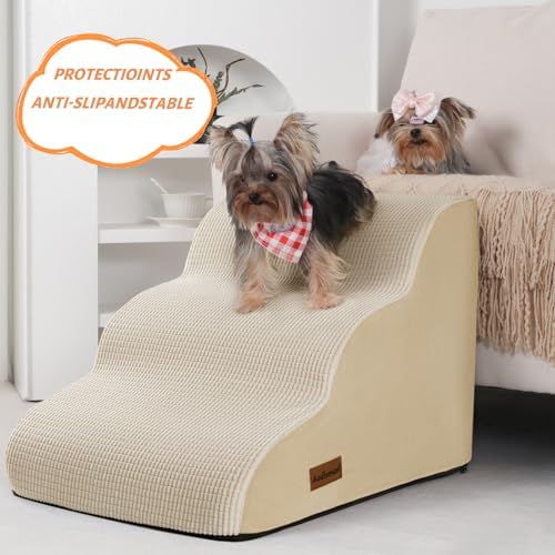 Aodisman Dog Stairs for Small Dogs and Cats, 3-Step Pet Ramp for Couch - Image 3