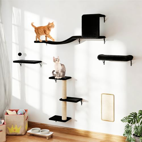 5Pcs Wall Mount Cat Tree & Shelf Furniture by Unknown