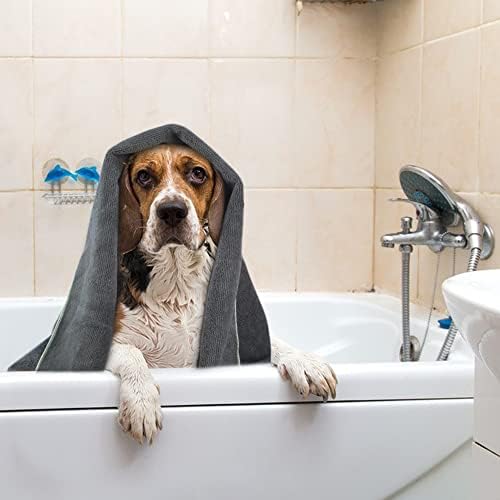 KinHwa Dog Towels for Drying Dogs, Absorbent Microfiber Pet Bath Towel Gray - Image 5