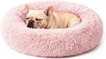 Calming Large Donut Dog and Cat Bed, Anti-Anxiety Round Soft Fluffy Plush Faux by Homeuslynn