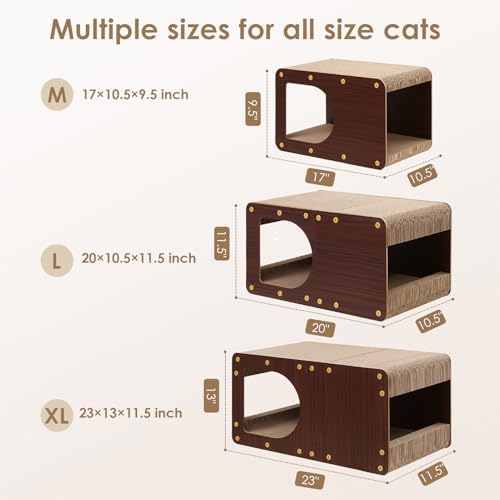 EHEYCIGA Cardboard Cat Scratcher House, 23-Inch Cat Scratch pad, Dark Brown - Image 6