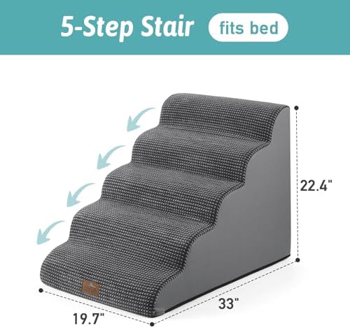 COZY KISS Extra Wide Dog Stair for Small Dog, 5 Step Pet Ramp for Bed - Image 3