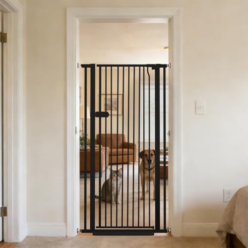 Lumizone Extra Tall Cat Gate 55.12" High 29.92"-34.24" Wide Pet Gate Black by Lumizone