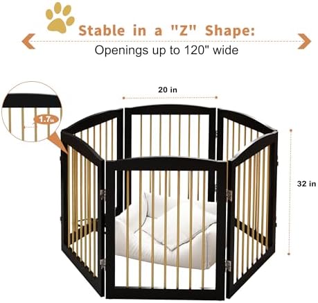 PUPETPO Freestanding Pet Gate for Dogs, Foldable Wooden Dog Gate for House - Image 6