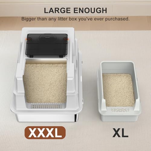 AIPERRO Extra Large Enclosed Stainless Steel Cat Litter Box - Image 2