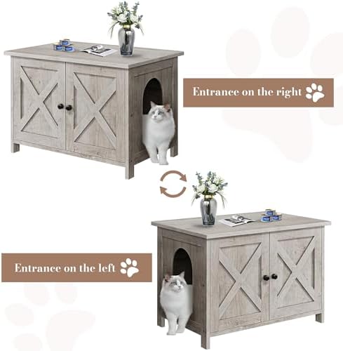 JY QAQA Cat Litter Box Enclosure, Litter Box Furniture Hidden - Image 4