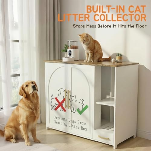 Hidden Cat Litter Box Enclosure Furniture – Large Dog-Proof Litter Box Cabinet - Image 3