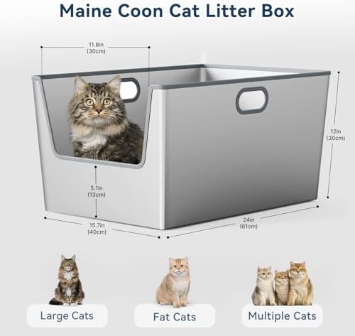 2 Pack 12'' High Sides XXXL Stainless Steel Litter Box - Image 4
