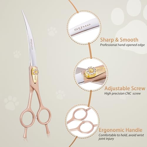 7'' Curved Dog Grooming Scissors, Professional Japanese 440C Stainless Steel - Image 2