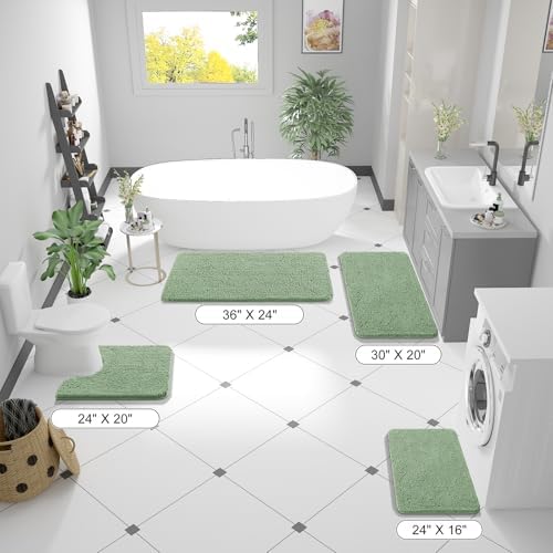 OLANLY Bathroom Runner Rugs 44x24, Extra Soft Absorbent Chenille Bath Rugs - Image 2